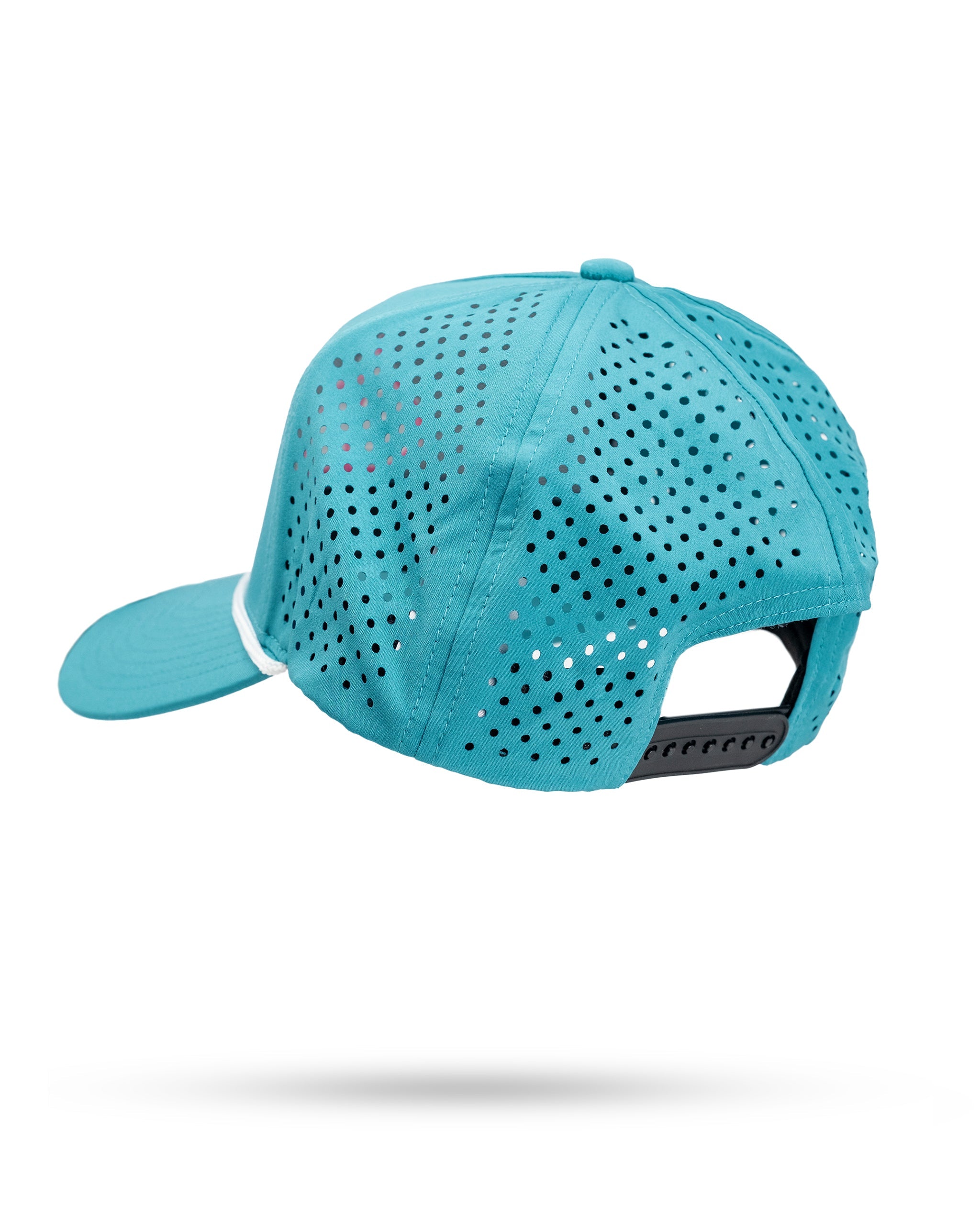 Perforated rope hat in baby blue by Parlay Building Co., featuring a stylish patch and adjustable fit.