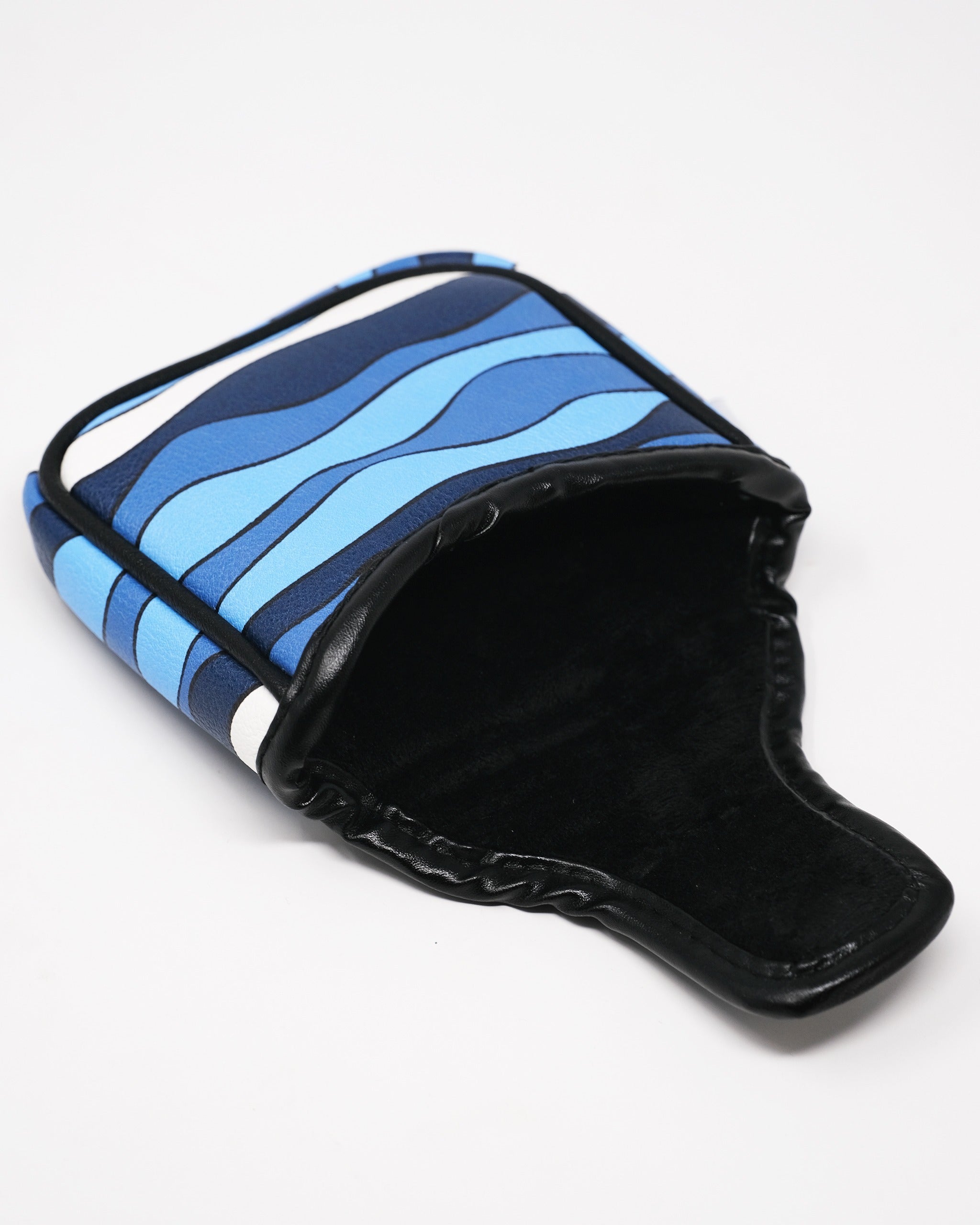 Bold Shark Attack mallet cover featuring a vibrant blue wave design, perfect for golfers wanting to stand out on the course.