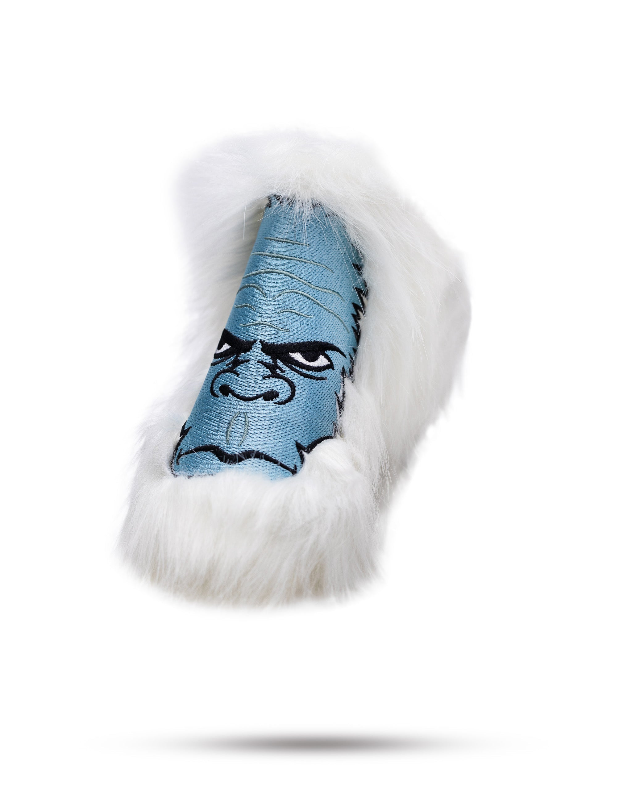 Yeti Blade Putter Cover featuring a blue yeti design with fluffy white fur for a bold and unique golf accessory.