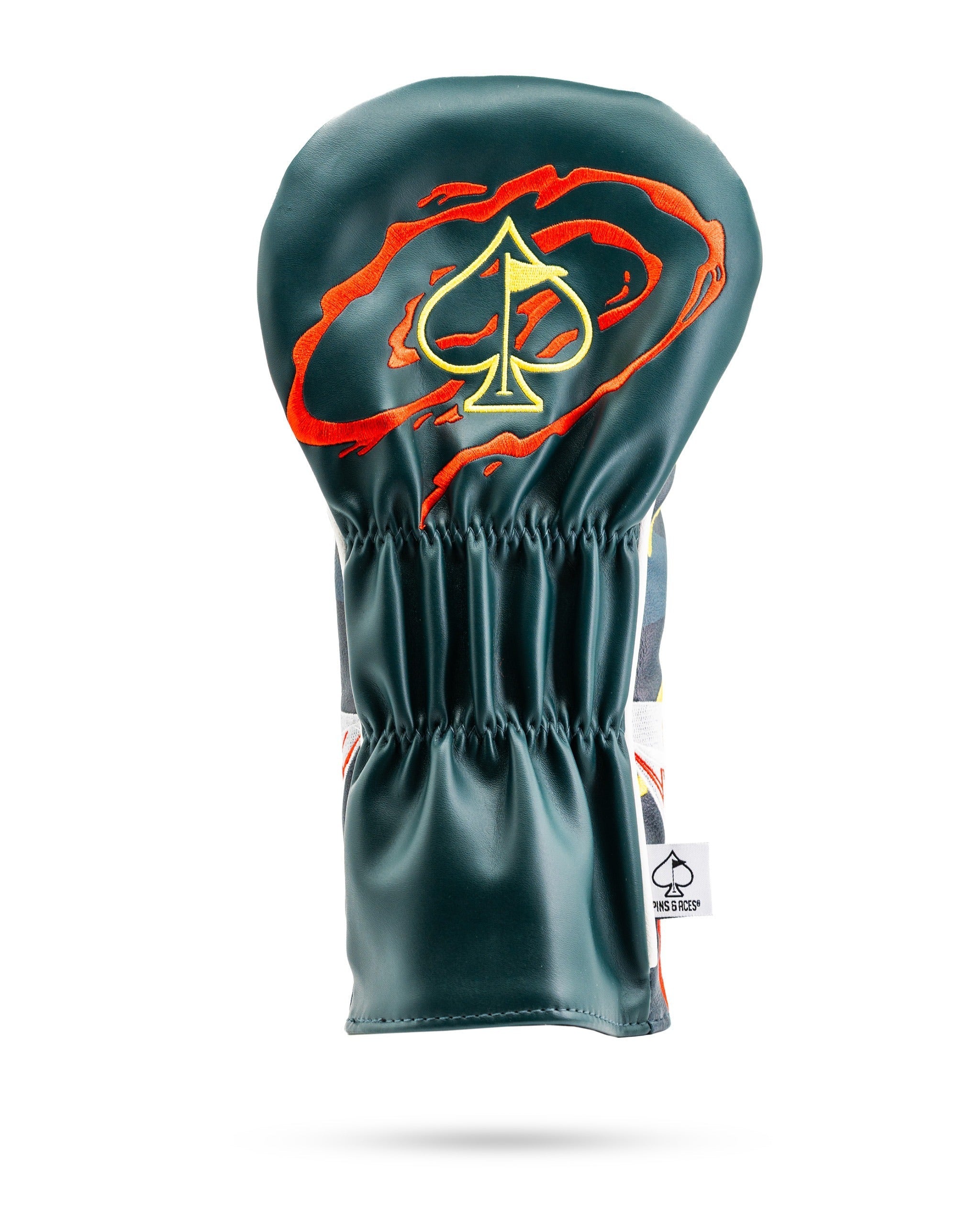 Bold driver cover featuring a striking design with a colorful spade logo, perfect for golfers who want to stand out.