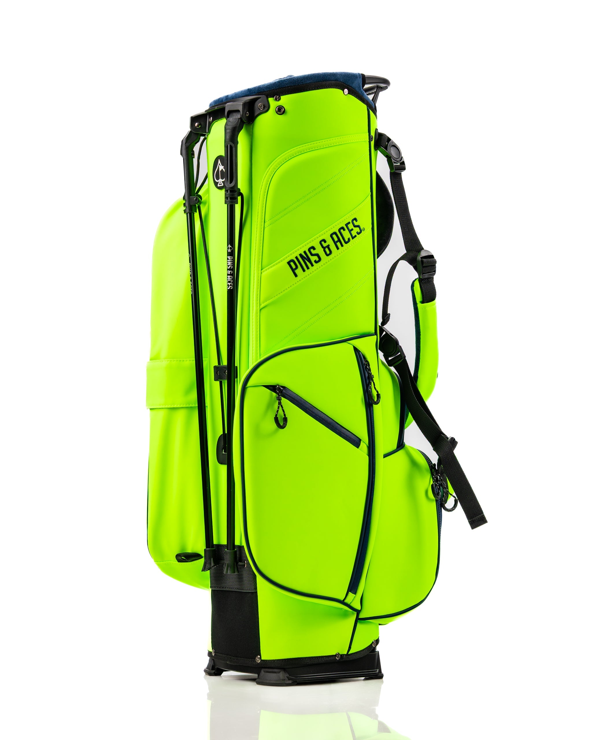 Bright electric tide golf bag featuring multiple pockets and a sleek design, perfect for golfers who want to stand out.