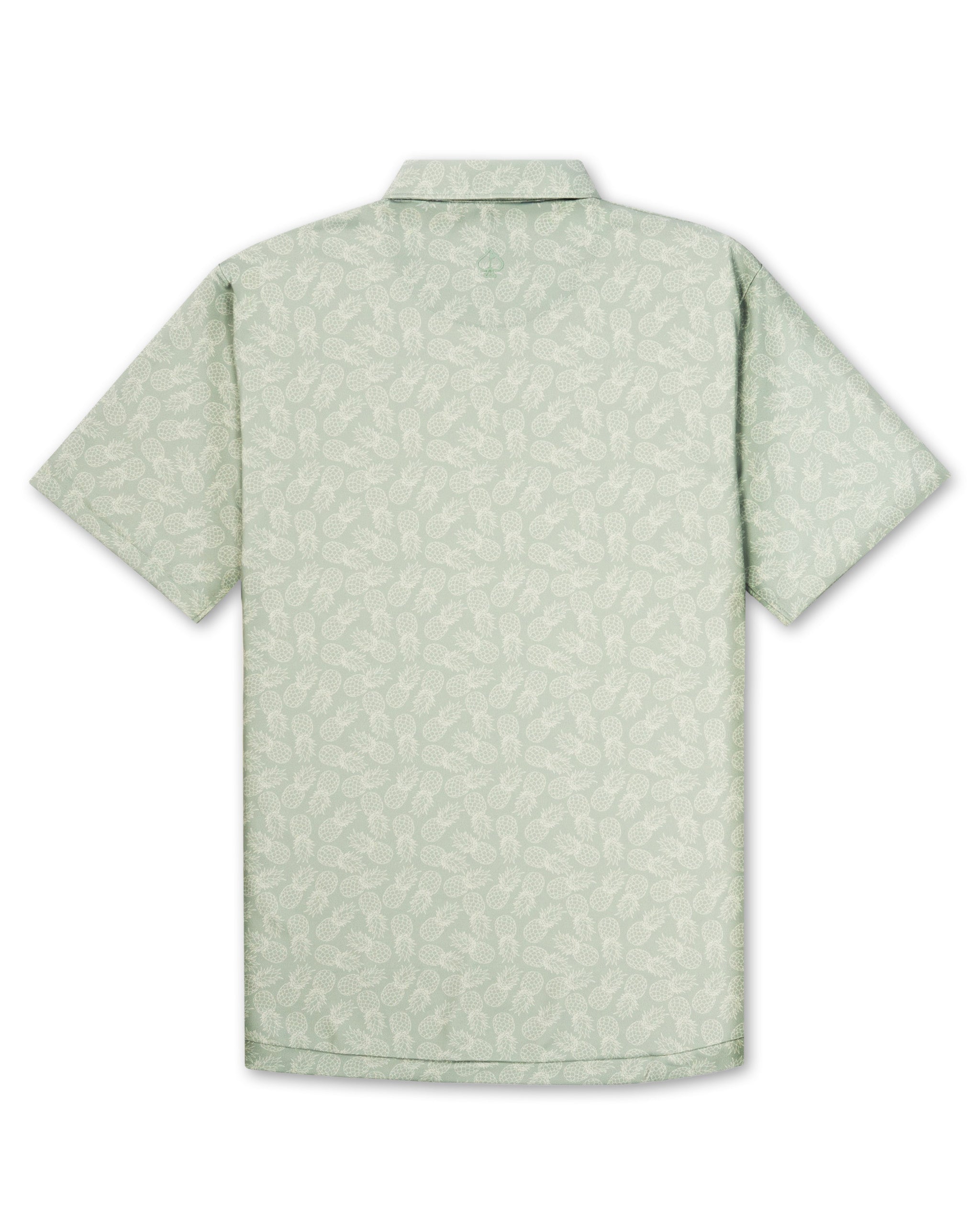 Light green short-sleeve shirt featuring a subtle pineapple pattern, perfect for stylish golf outings.