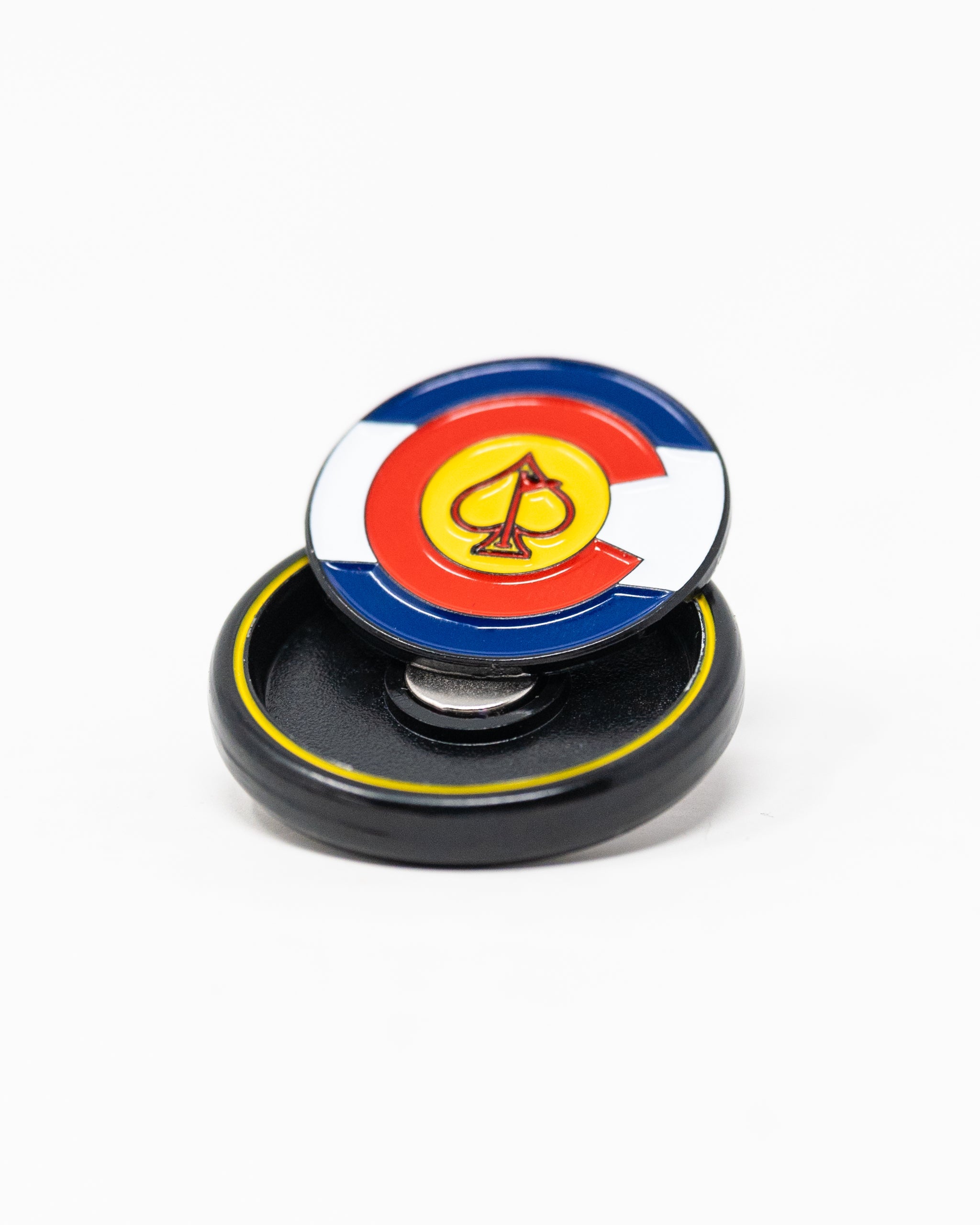 Pop Out Medallion Ball Marker featuring Colorado state design with vibrant colors.