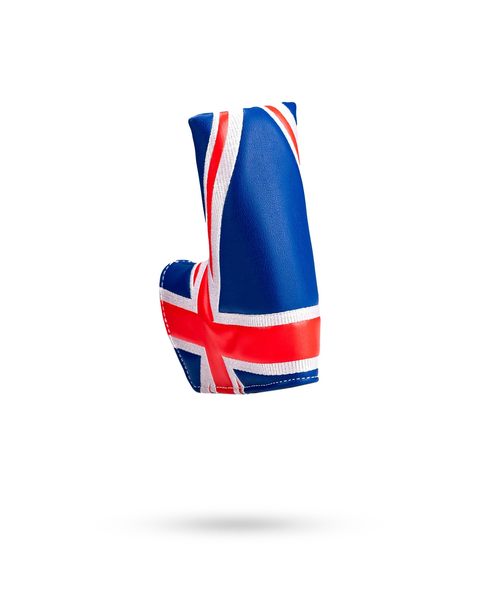 United Kingdom-themed blade putter cover featuring a vibrant design with national flags and golf motifs.