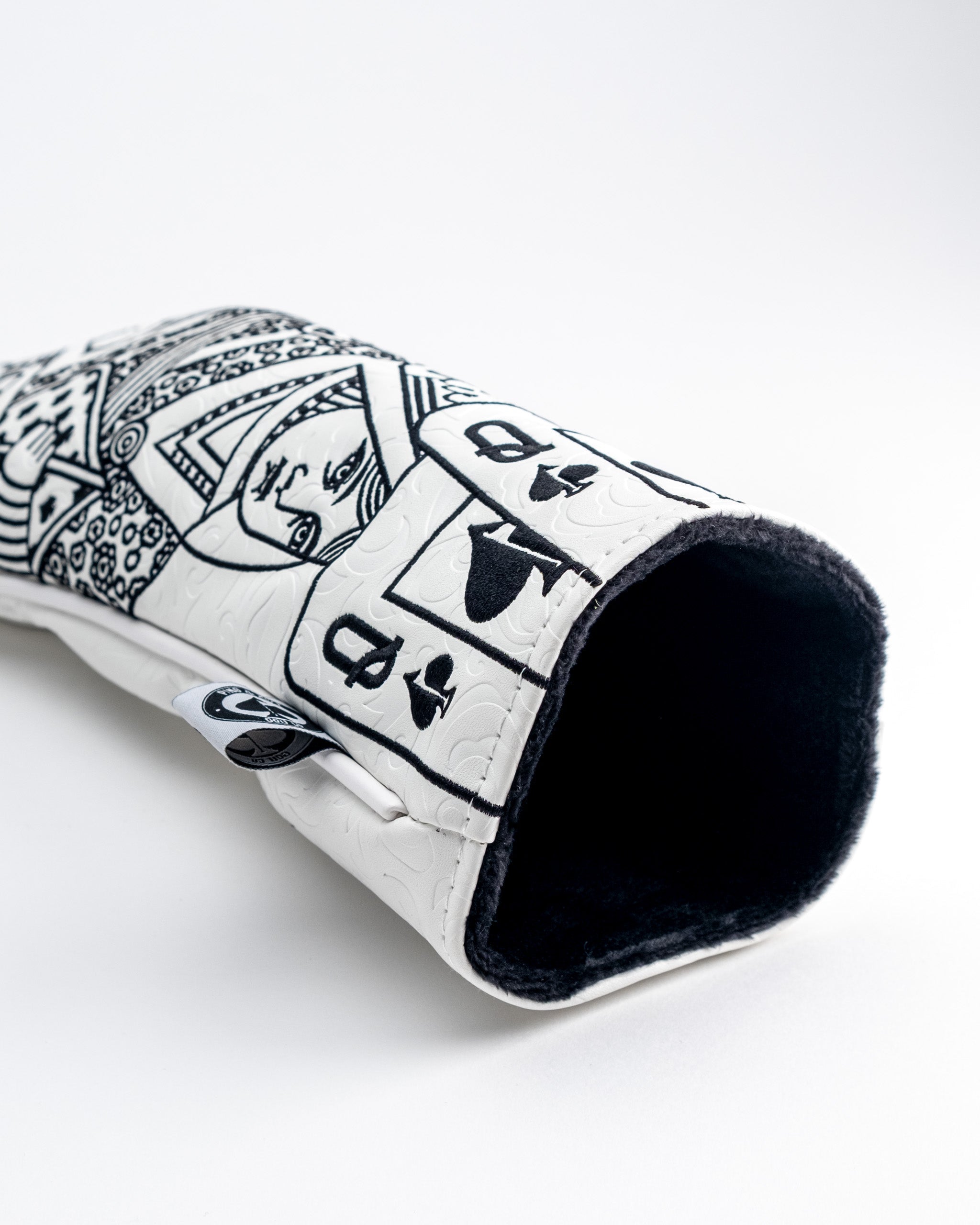 White Out Queen of Spades fairway cover with a sleek design featuring a spade symbol, designed for golf clubs.