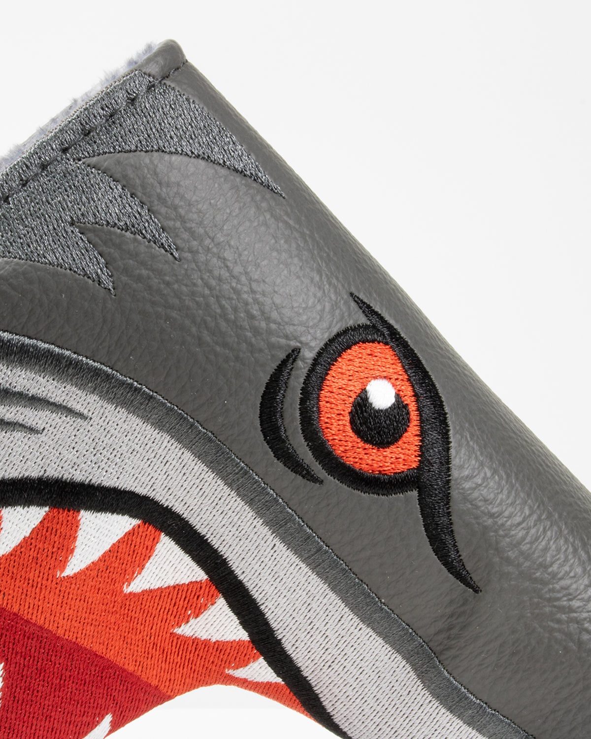 Hammerhead Blade Putter Cover with a shark design, featuring a vibrant blue and white color scheme, designed to protect golf putters.