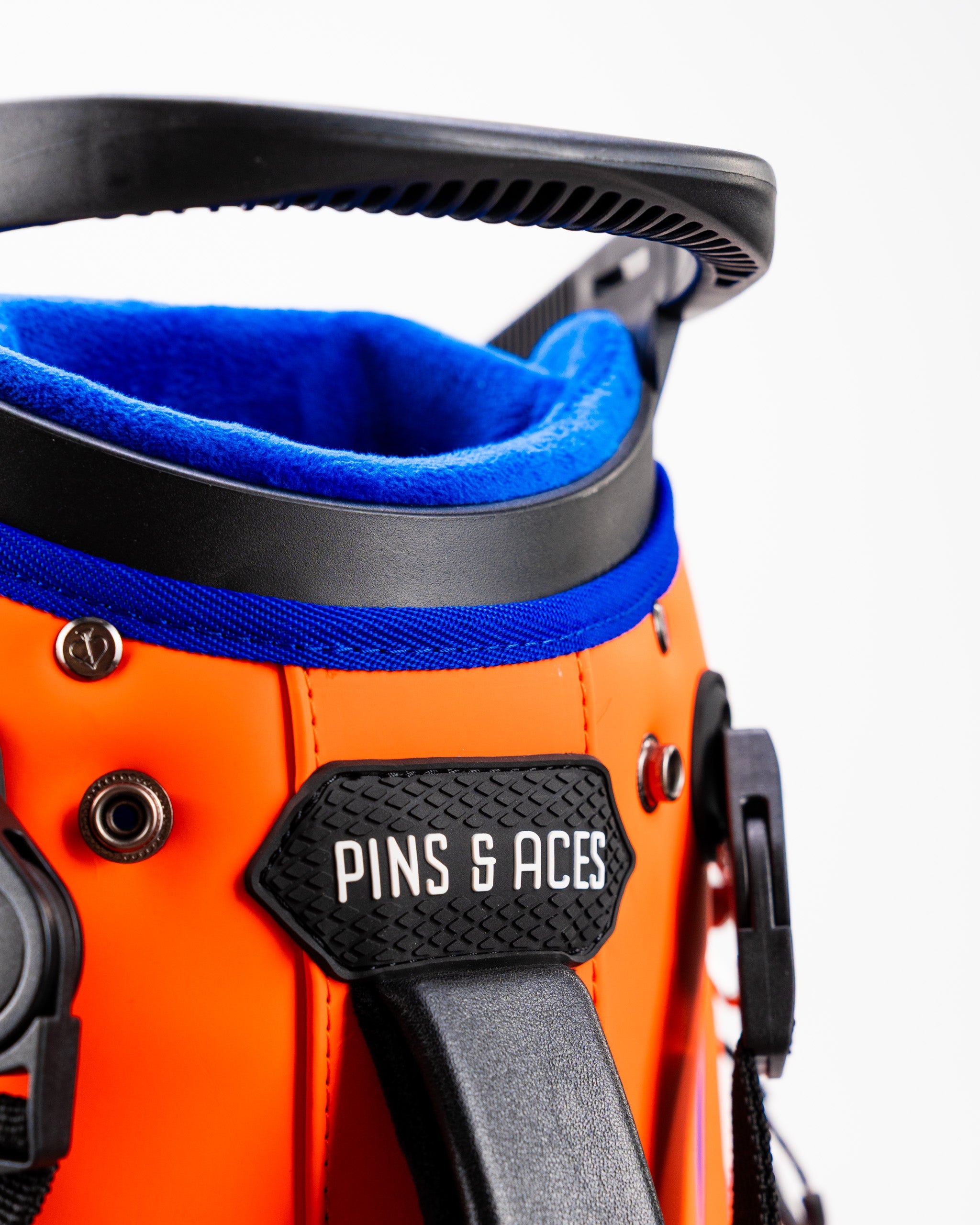 Alt text: Orange Crush Player Preferred™ Golf Bag with multiple pockets and adjustable straps.
