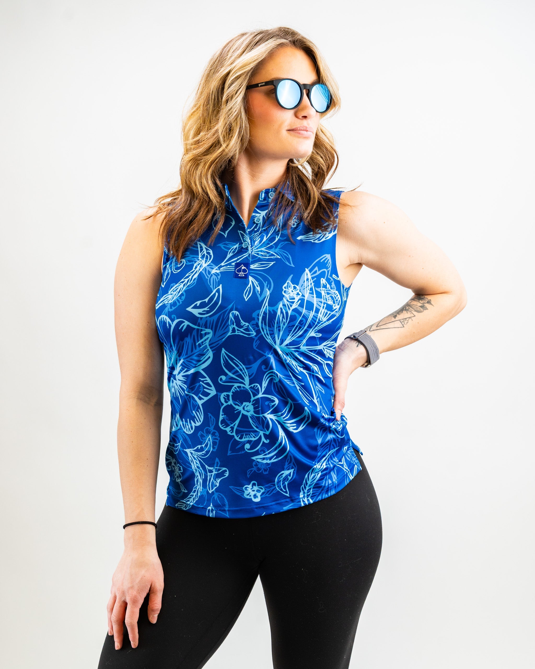 Women's Cabo Ocean dress, featuring a vibrant print, short sleeves, and a flowing silhouette.