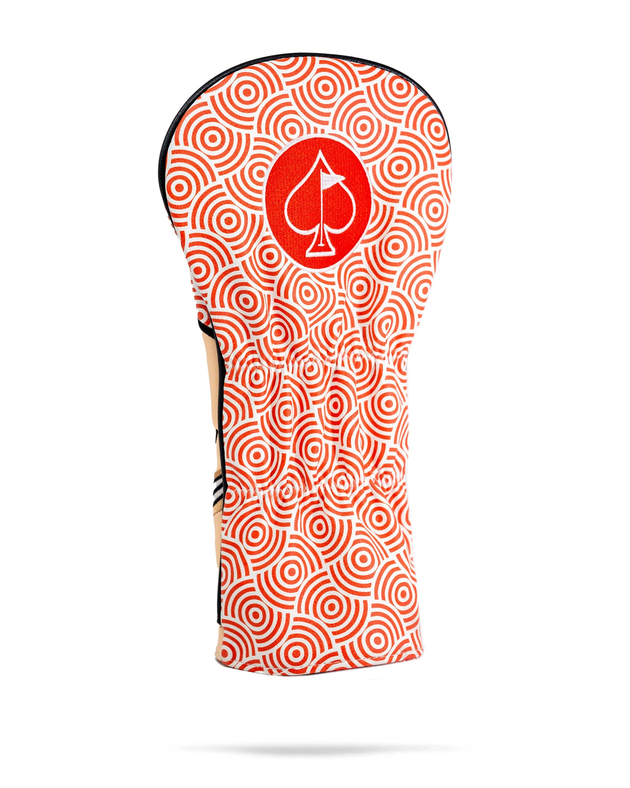 Sumo driver cover with a bold red and white geometric pattern and a spade logo on the front.
