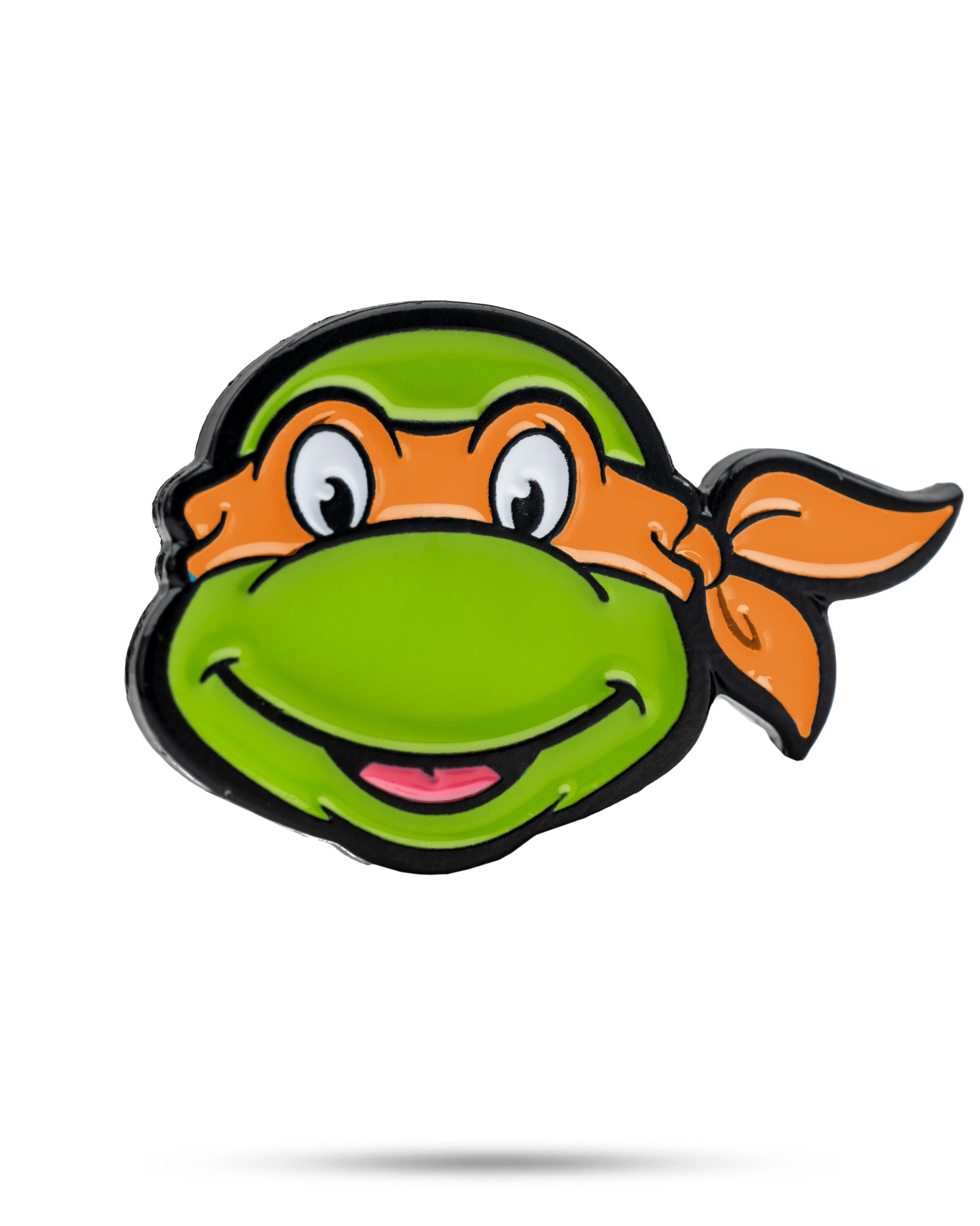 TMNT Michelangelo ball marker featuring a vibrant design of the character's face with a party dude theme.