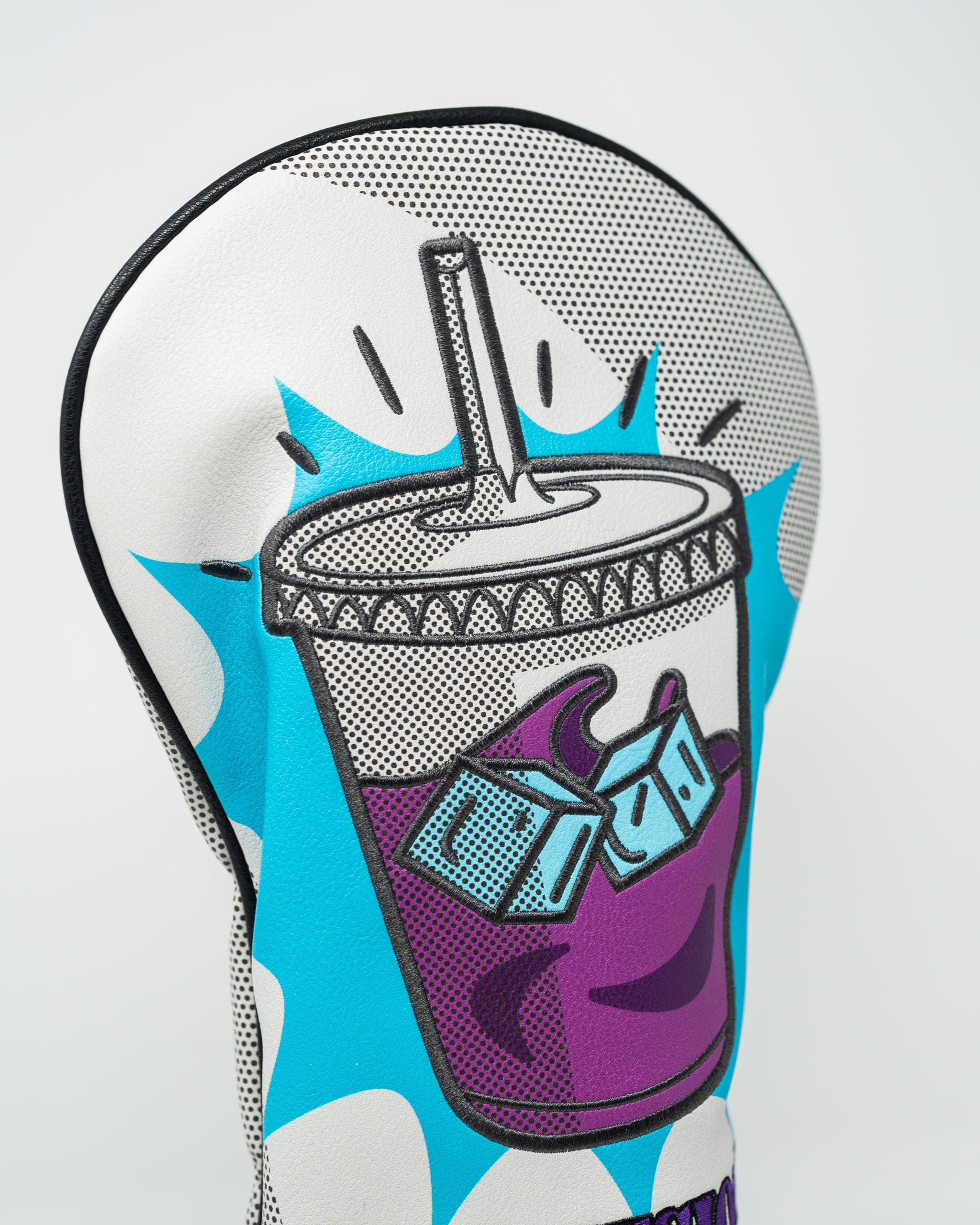 Transfusion driver cover with a colorful design, featuring adjustable straps and a protective fabric.