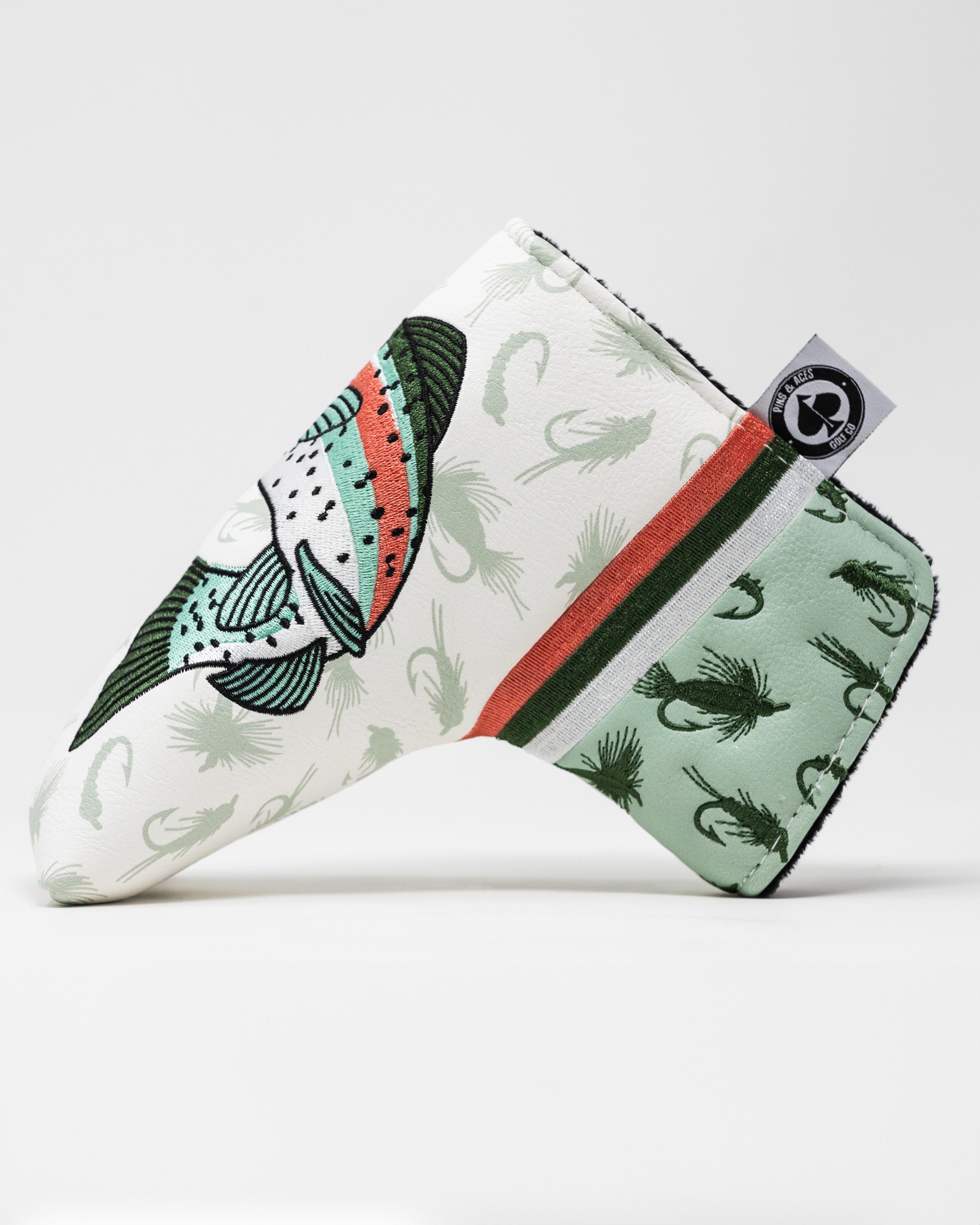 Trout Blade Putter Cover featuring a realistic fish design with vibrant colors to protect your putter.