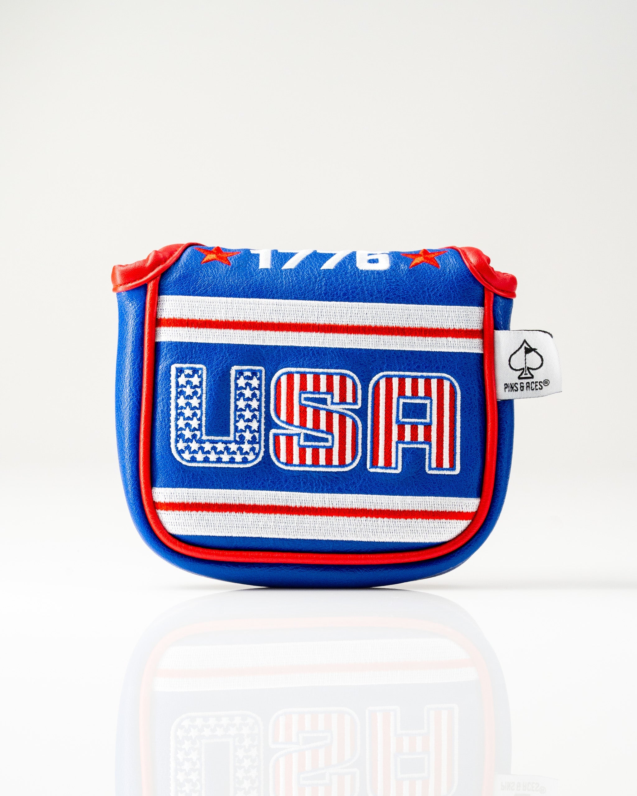 USA Tribute 2.0 center shaft mallet putter cover featuring red, white, and blue design with stars and "USA" text.