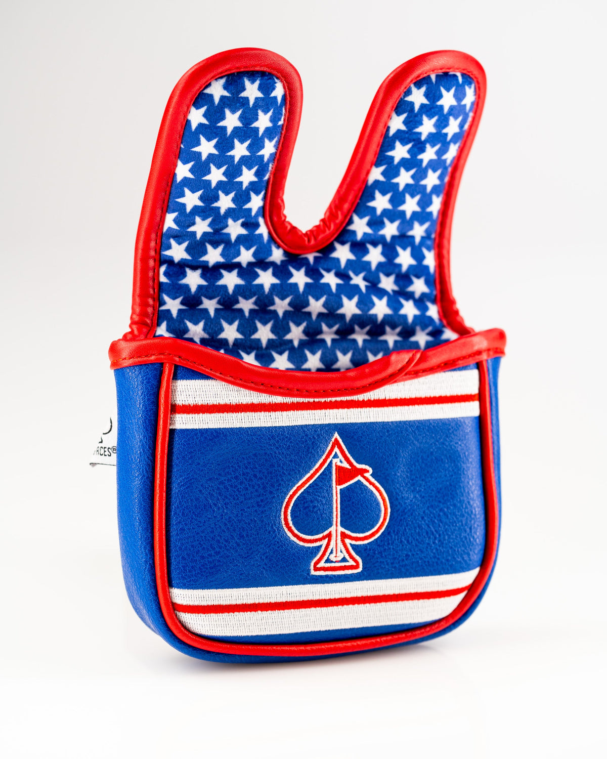 USA Tribute 2.0 center shaft mallet putter cover featuring a patriotic stars and stripes design with a spade logo.