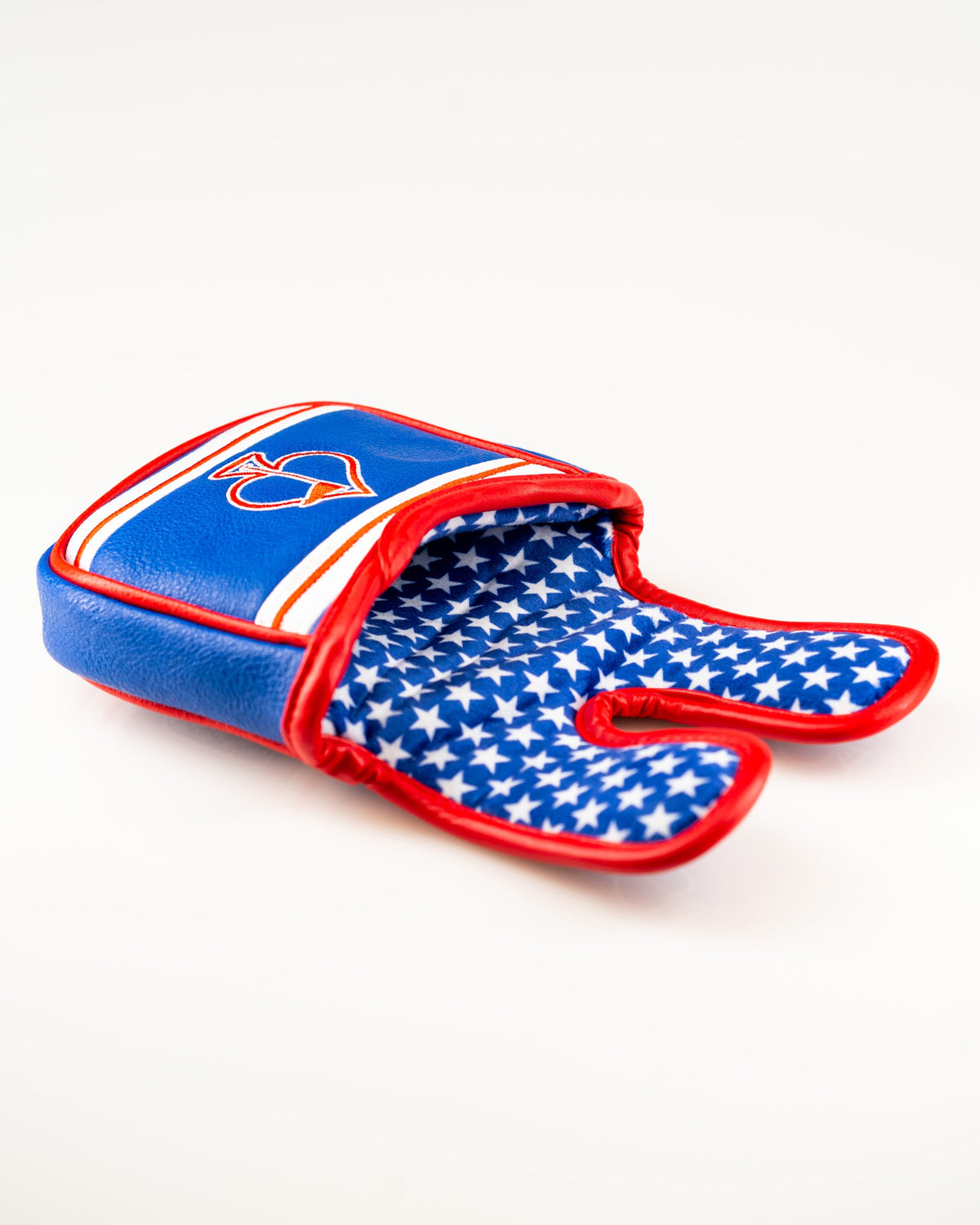 USA Tribute 2.0 center shaft mallet putter cover featuring a bold red, white, and blue design with star patterns.