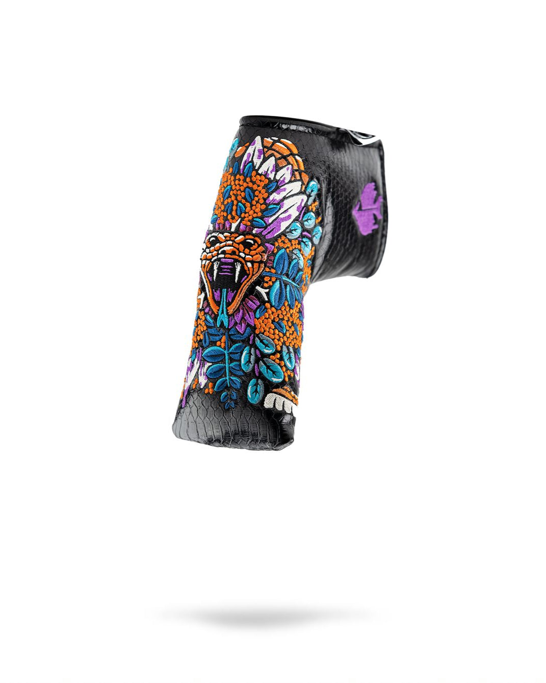 Venom Blade Putter Cover featuring a sleek design with venomous snake graphics, black and green color scheme, and a snug fit for standard blade putters.