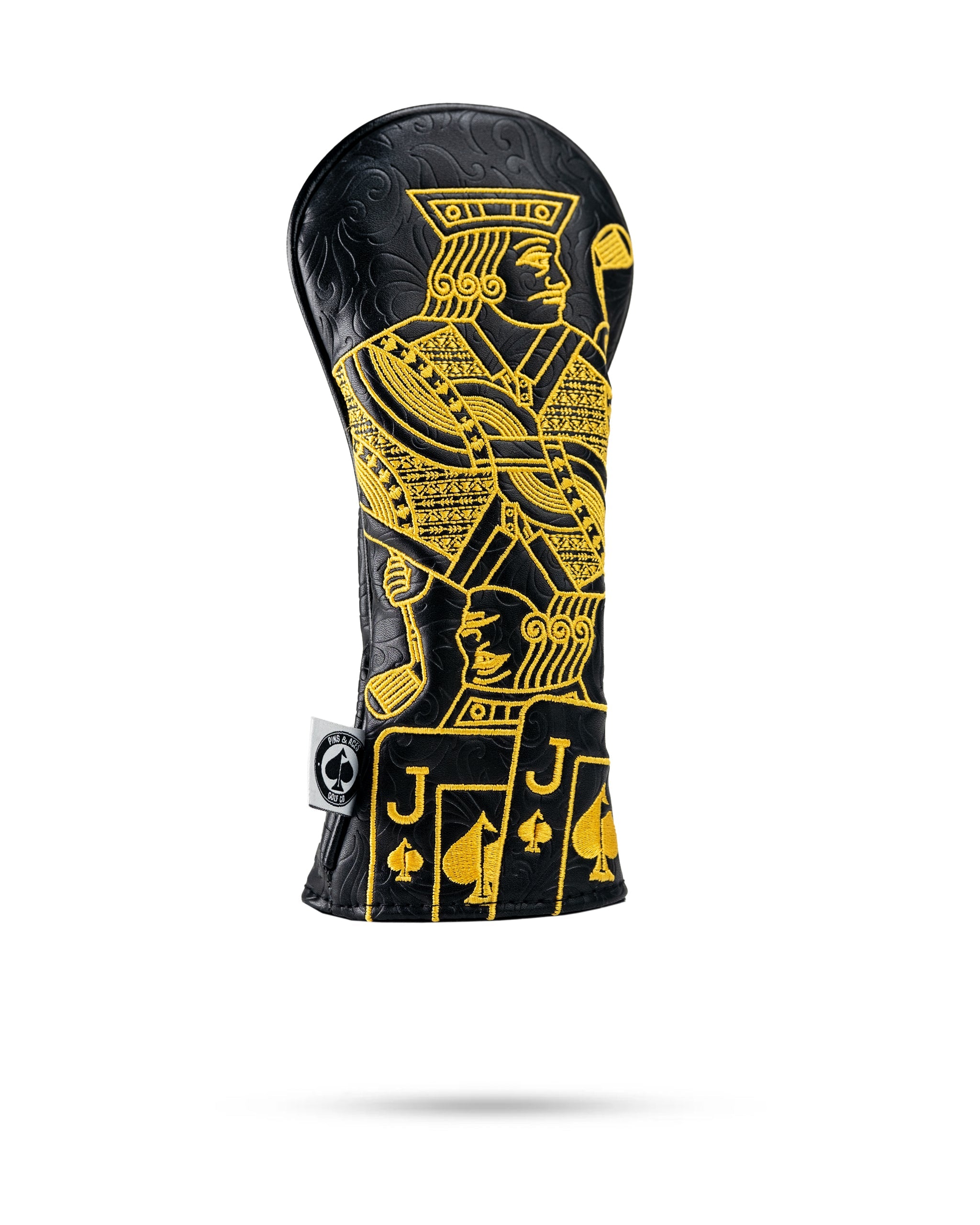 Black and gold Jack of Spades hybrid cover showcasing a sleek design and premium materials.