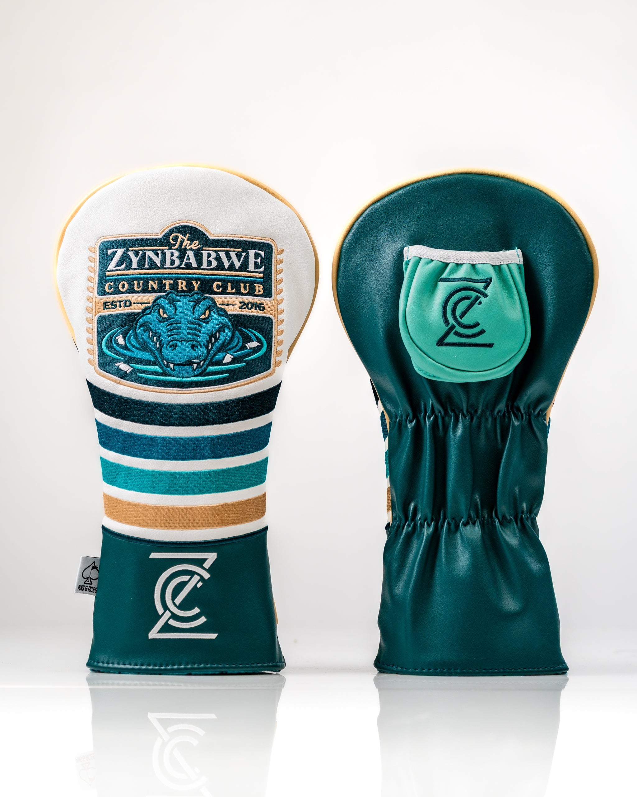 Bold driver cover featuring the Zynbabwe Country Club logo and a gator design, perfect for stylish golfers.