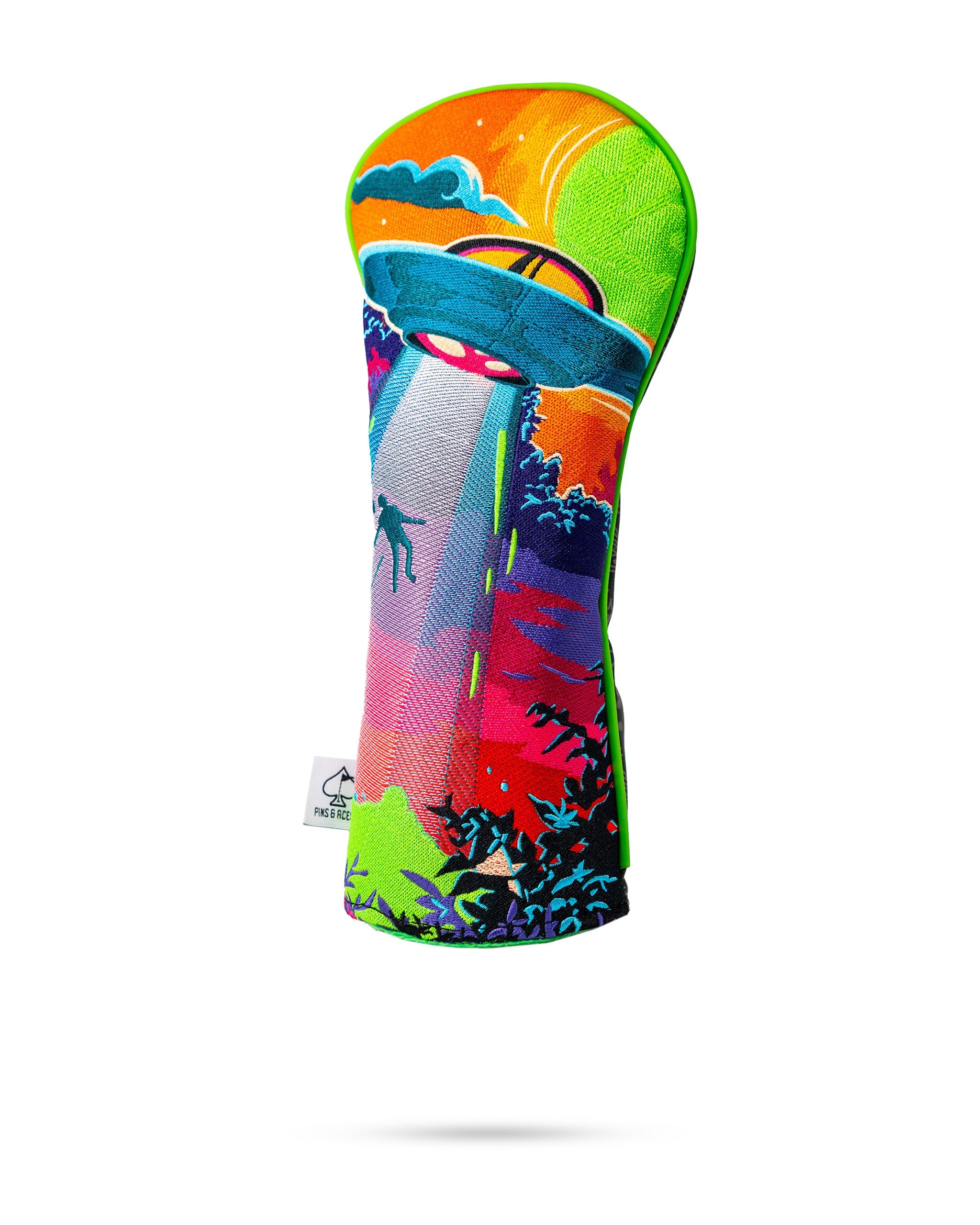 HEYDUDE Fairway Cover in vibrant green and black, featuring a sleek design and durable material, ideal for protecting golf clubs.