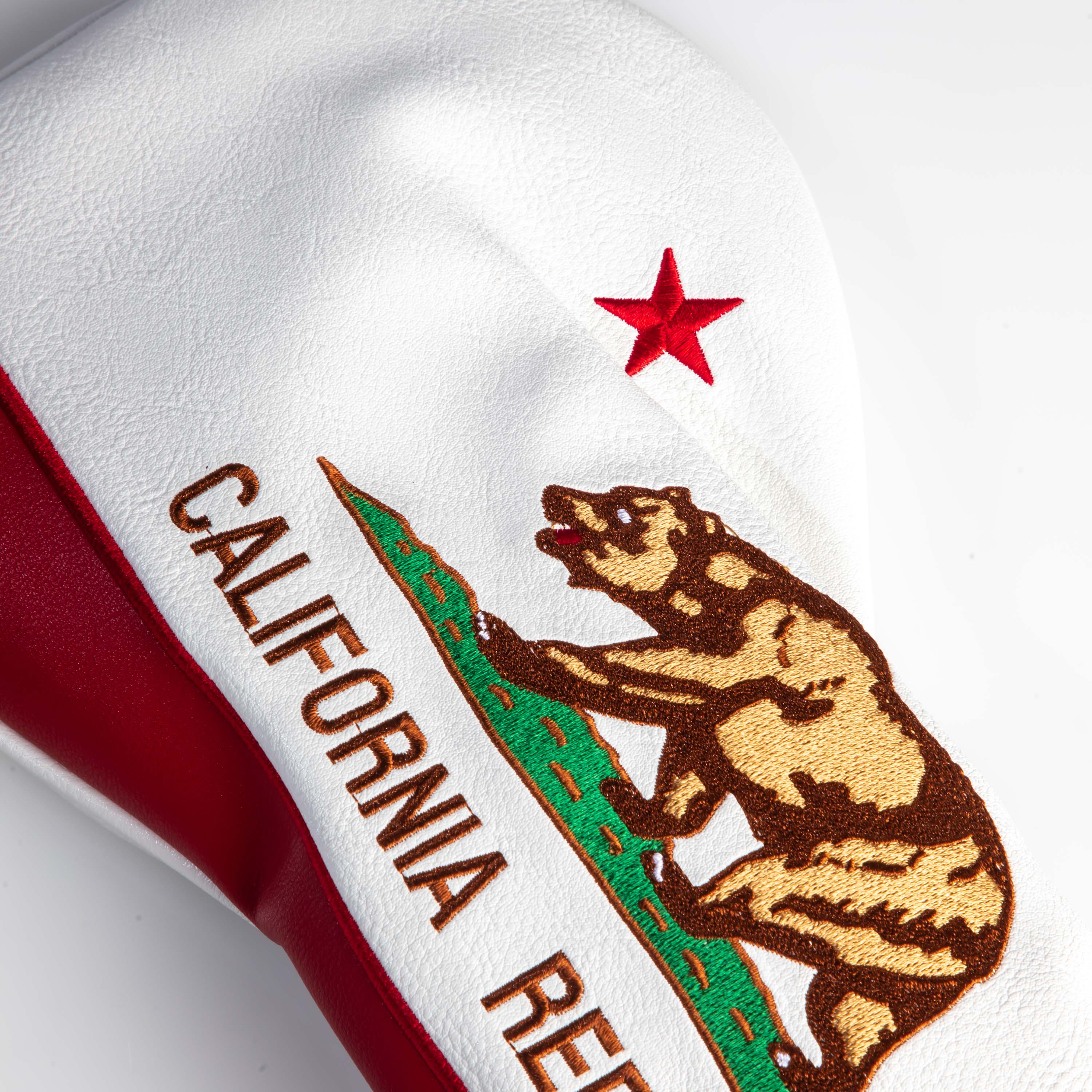 California State Flag Driver Cover with wood accent design.