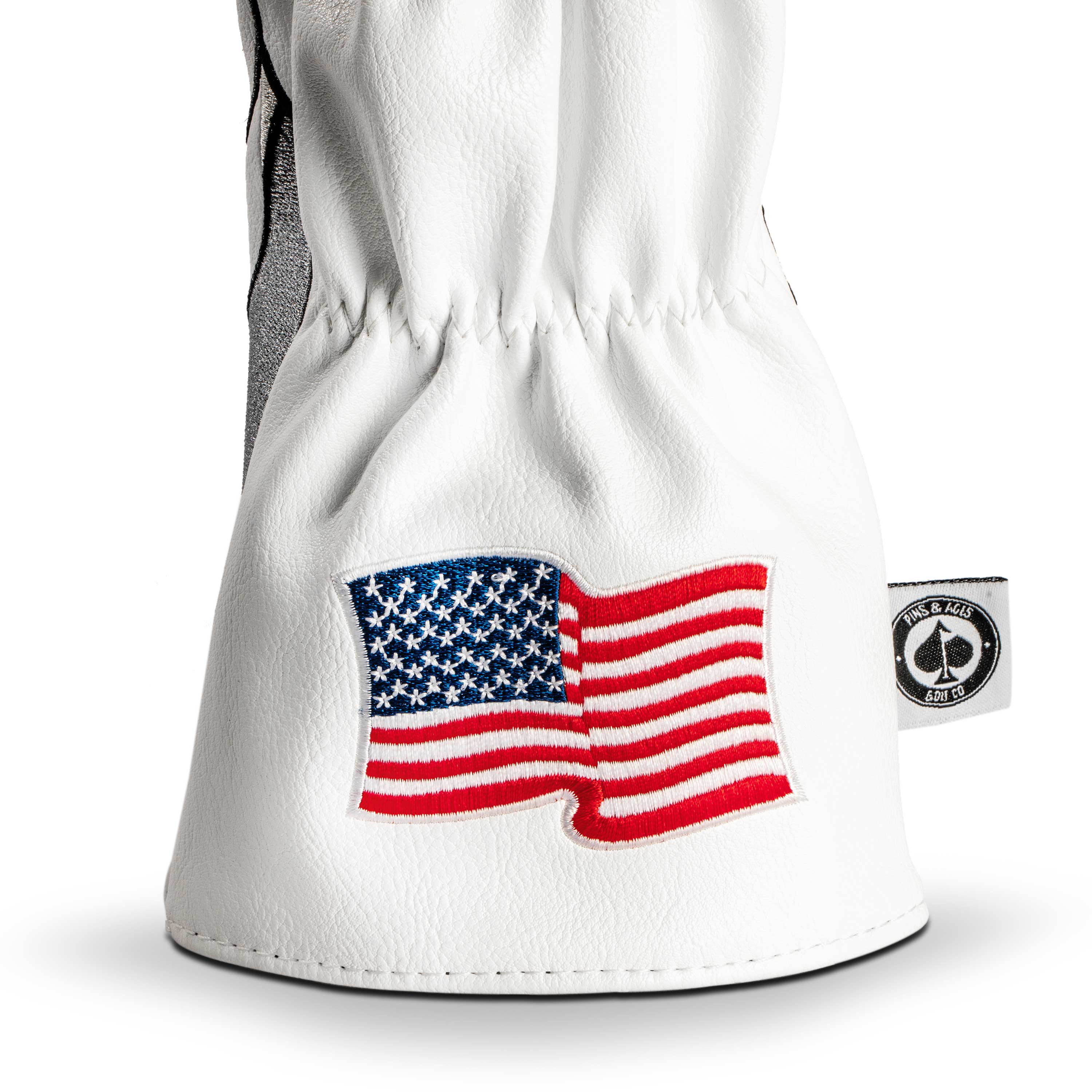 JFK driver cover featuring a vintage design inspired by John F. Kennedy, showcasing rich colors and detailed embroidery.