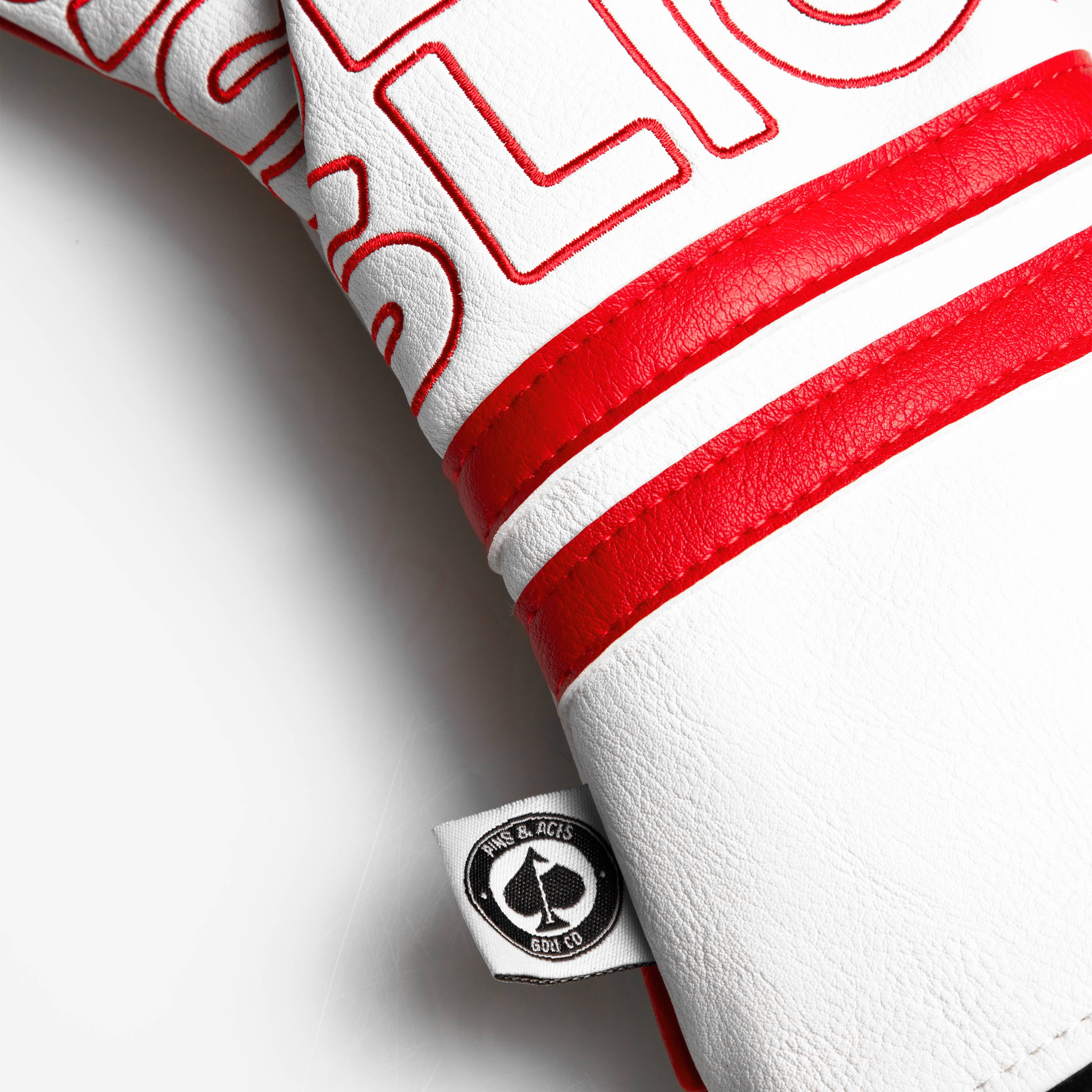 Slice Driver Cover with wood accent, featuring a sleek design and logo, ideal for golf enthusiasts.
