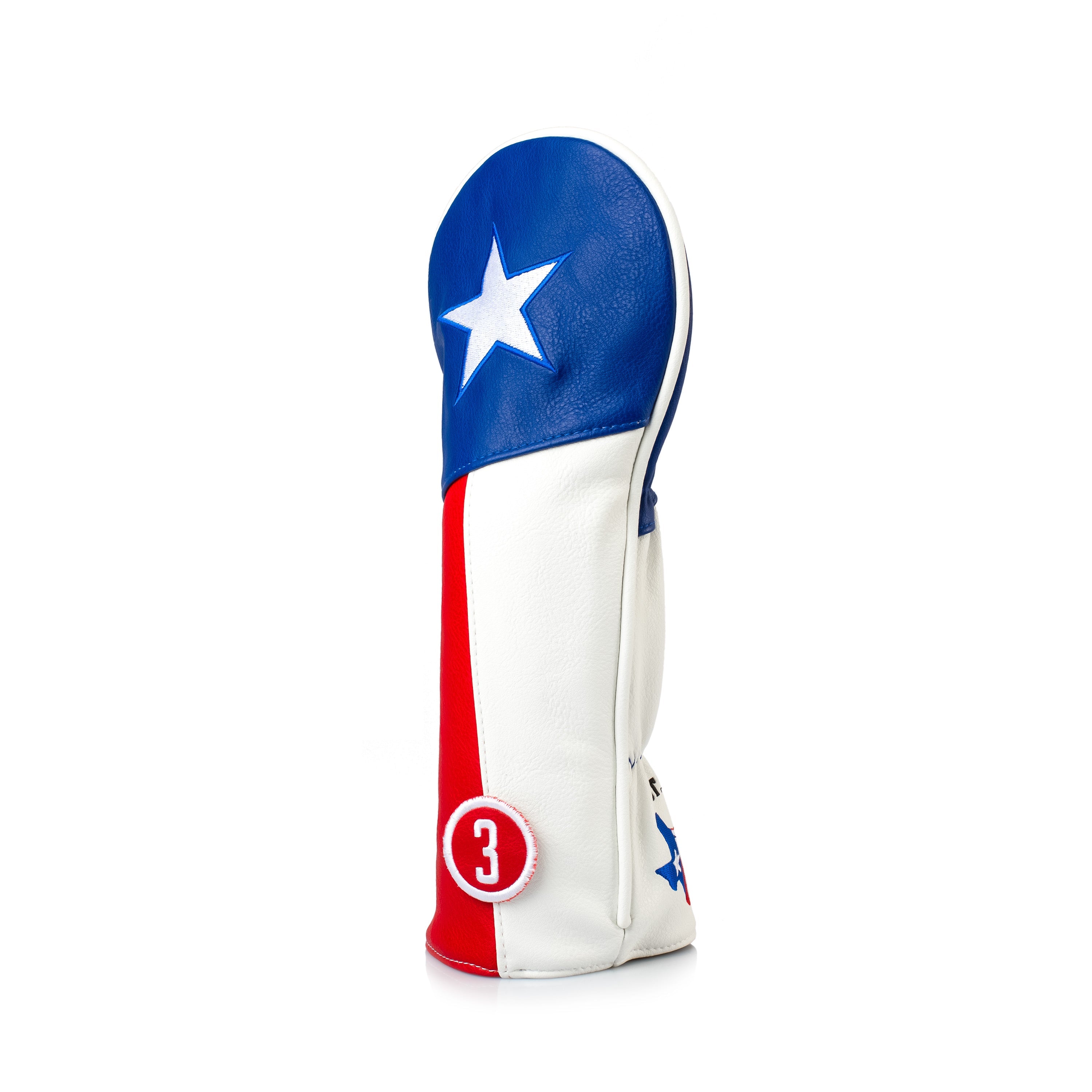 Texas Lone Star fairway cover featuring a vibrant star design on a dark background, ideal for golf enthusiasts.
