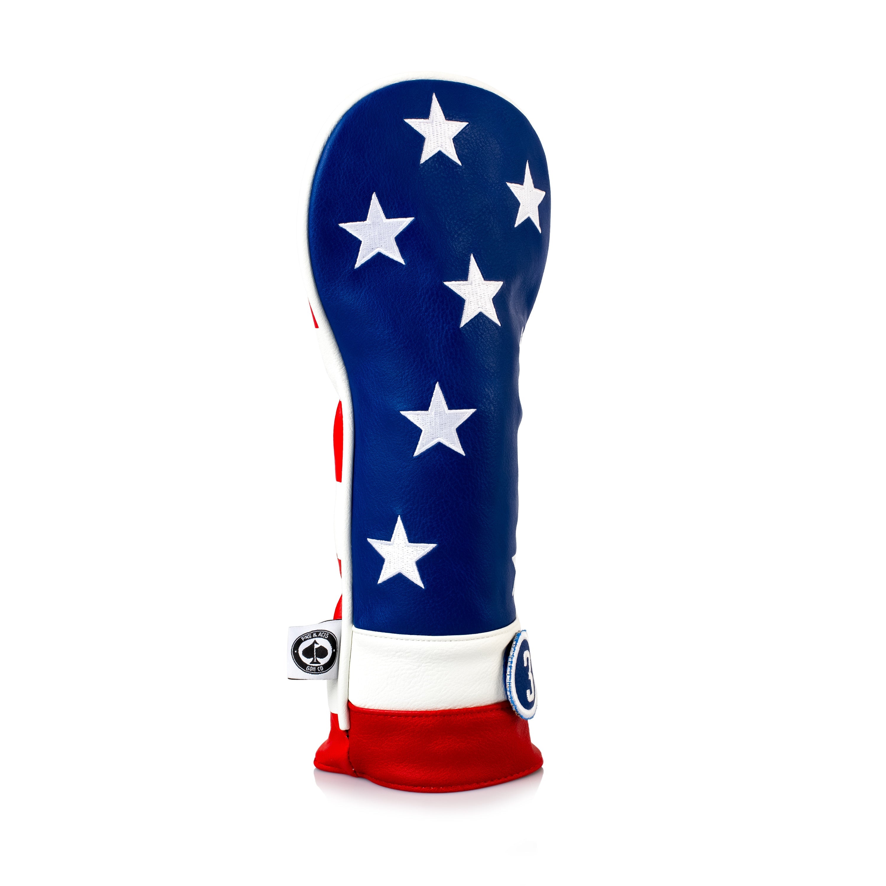 USA Tribute Fairway Cover featuring a patriotic design with stars and stripes, suitable for 3-wood clubs.